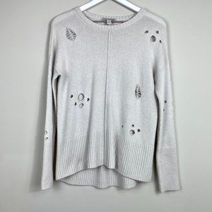 COPY - AUTUMN CASHMERE White Distressed Sweater